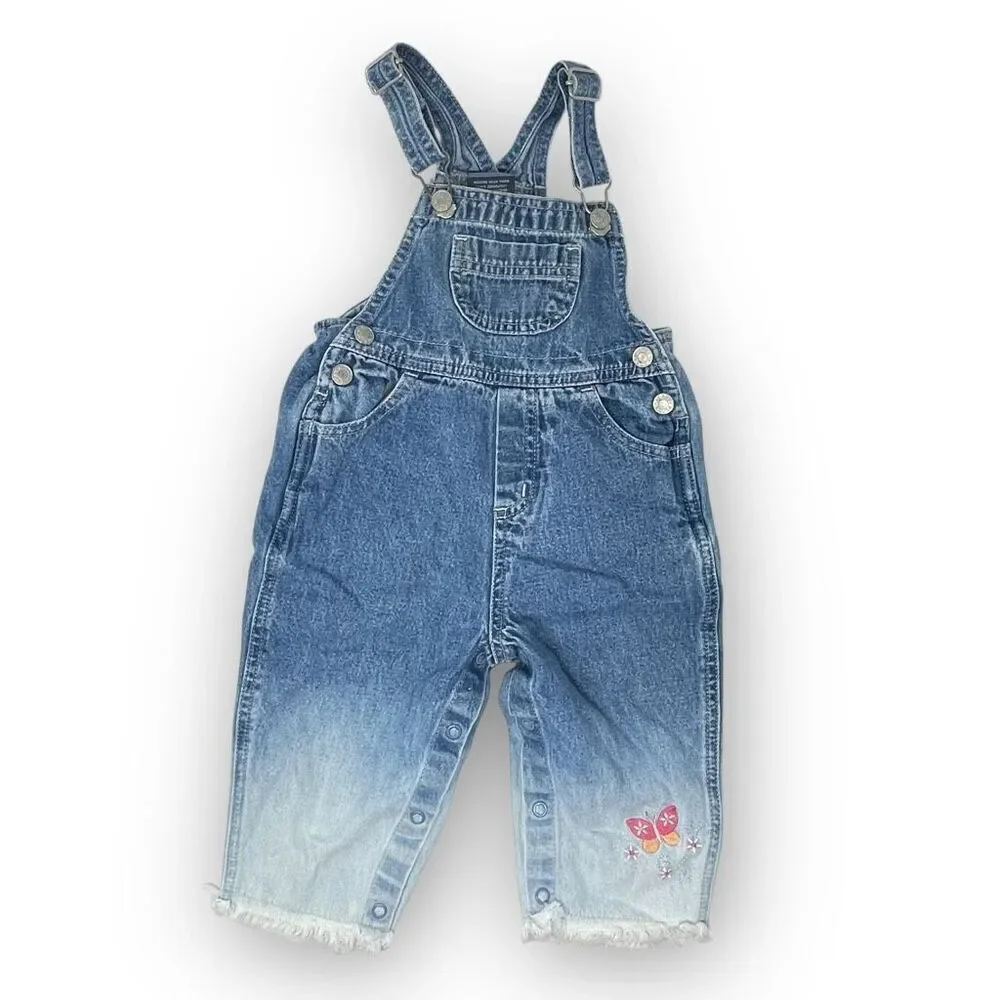 Vintage Y2K The Children’s Place Denim Overalls Ombré Butterfly Baby Size 18M